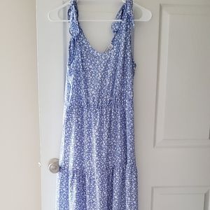 Blue ditsy floral maxi dress